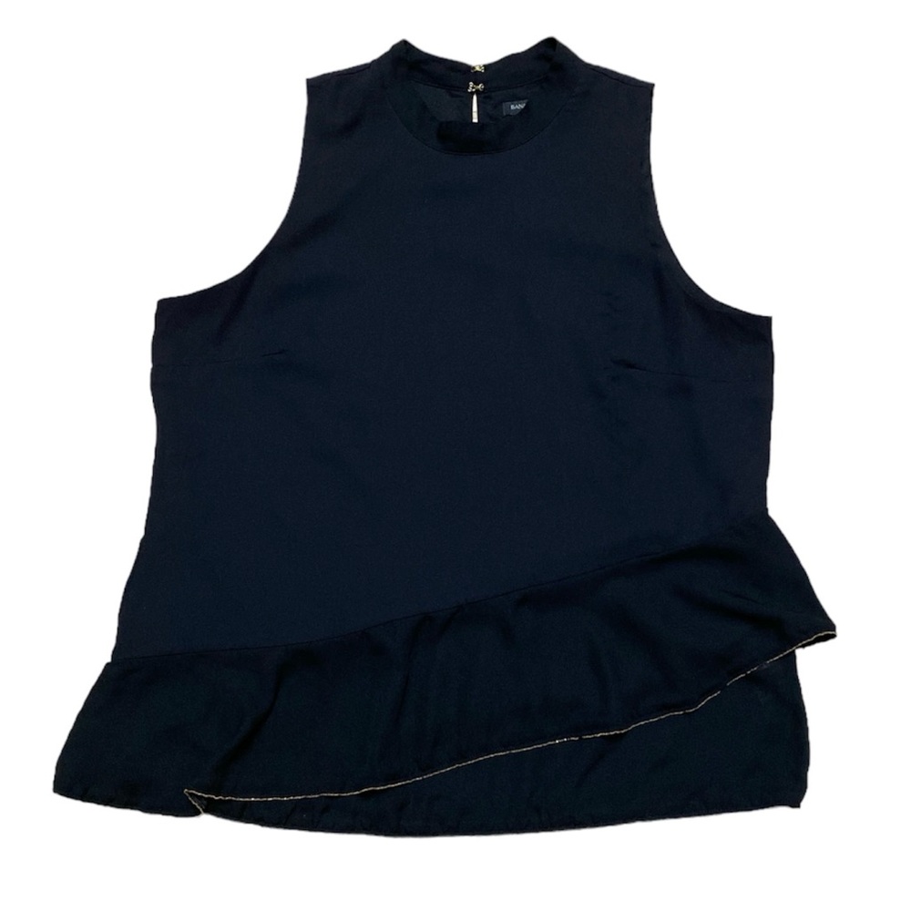 Banana Republic Sleeveless Blouse Women’s L Asymmetrical Beaded Ruffle Tank Top